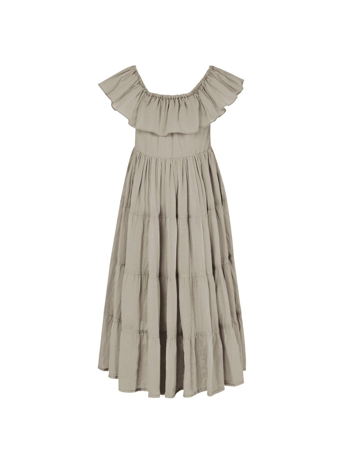 Rita Off the Shoulder Ruffled Tiered Little Girls Dress - STONE - Erika Peña