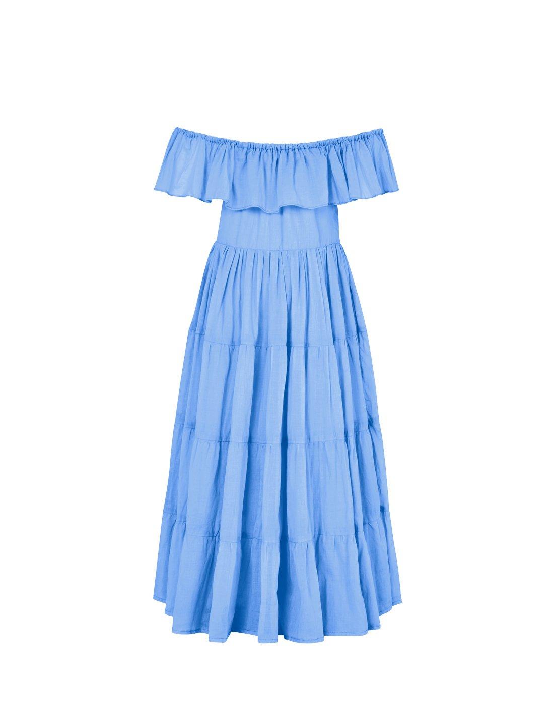 Rita Off the Shoulder Ruffled Tiered Little Girls Dress - CHAMBRAY - Erika Peña