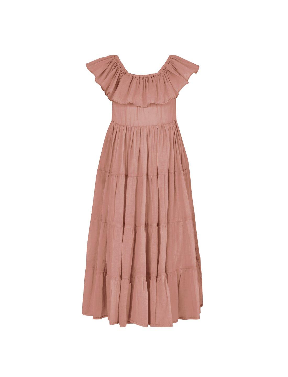 Rita Off the Shoulder Ruffled Tiered Little Girls Dress - DESERT - Erika Peña