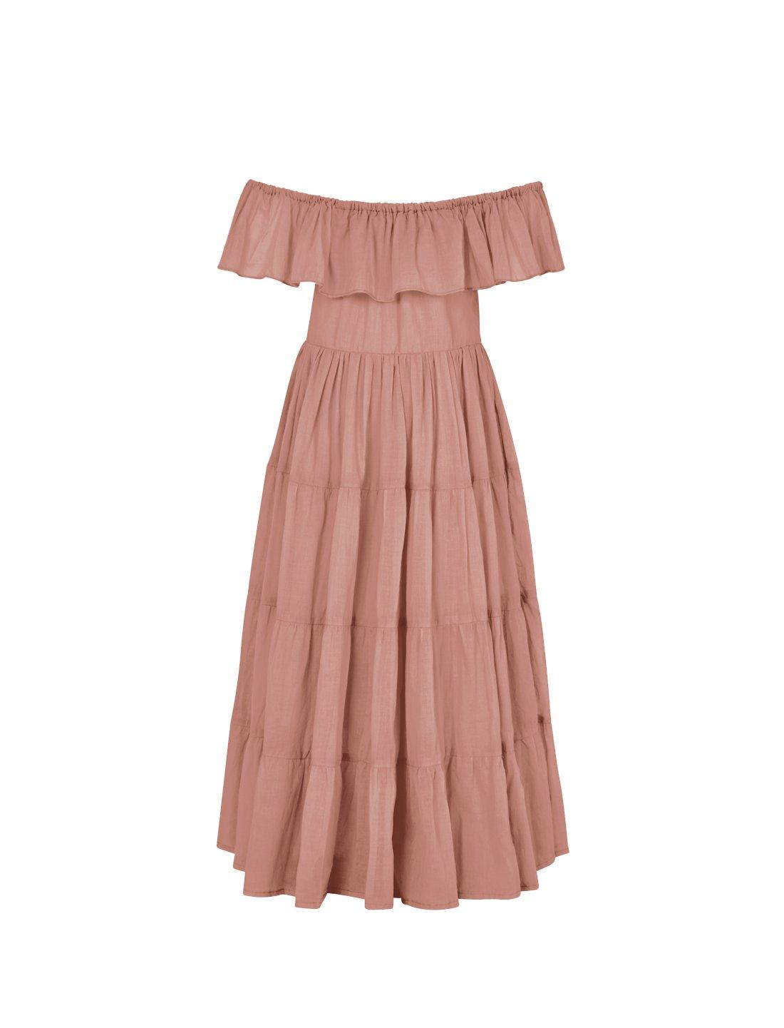 Rita Off the Shoulder Ruffled Tiered Little Girls Dress - DESERT - Erika Peña