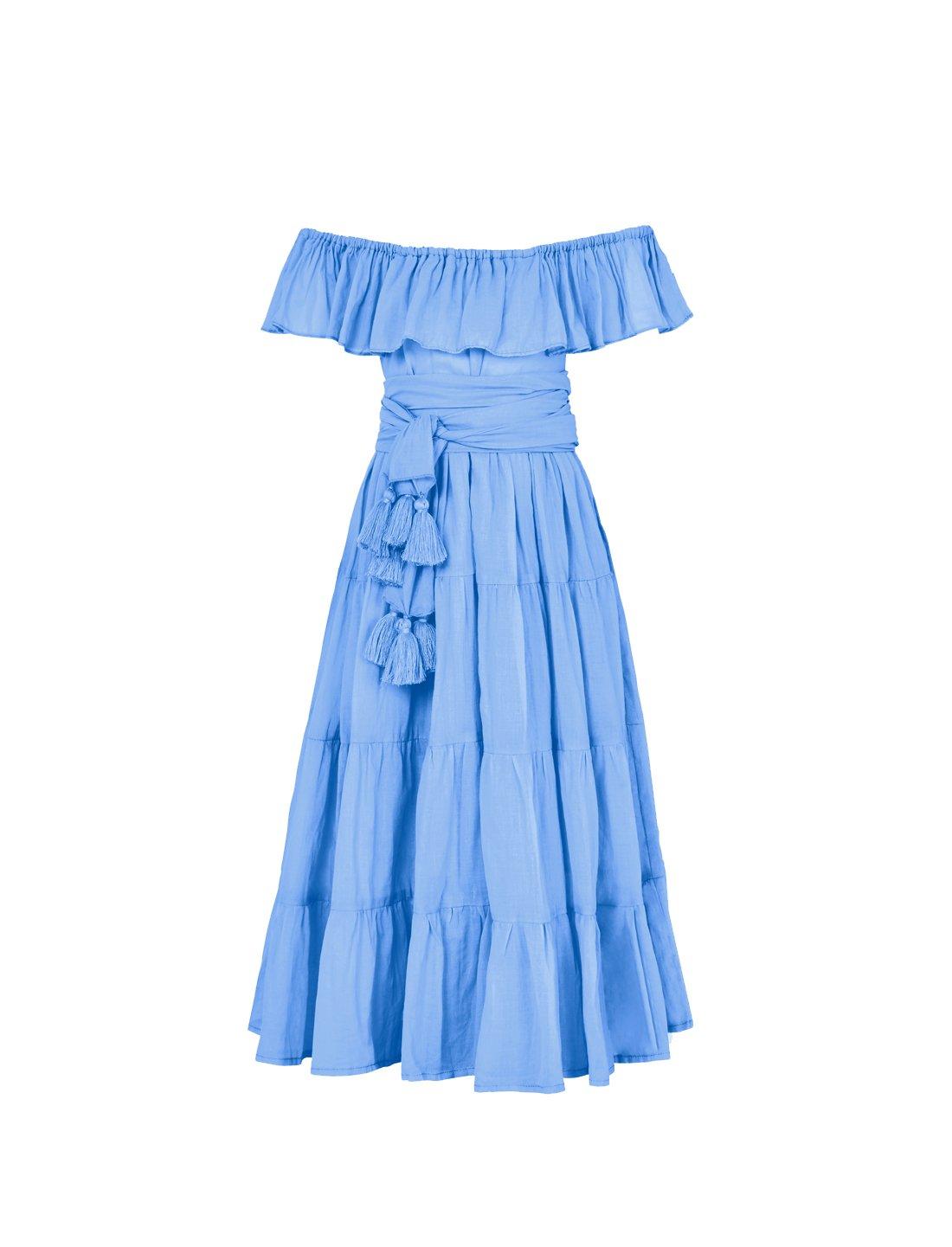 Rita Off the Shoulder Ruffled Tiered Little Girls Dress - CHAMBRAY - Erika Peña