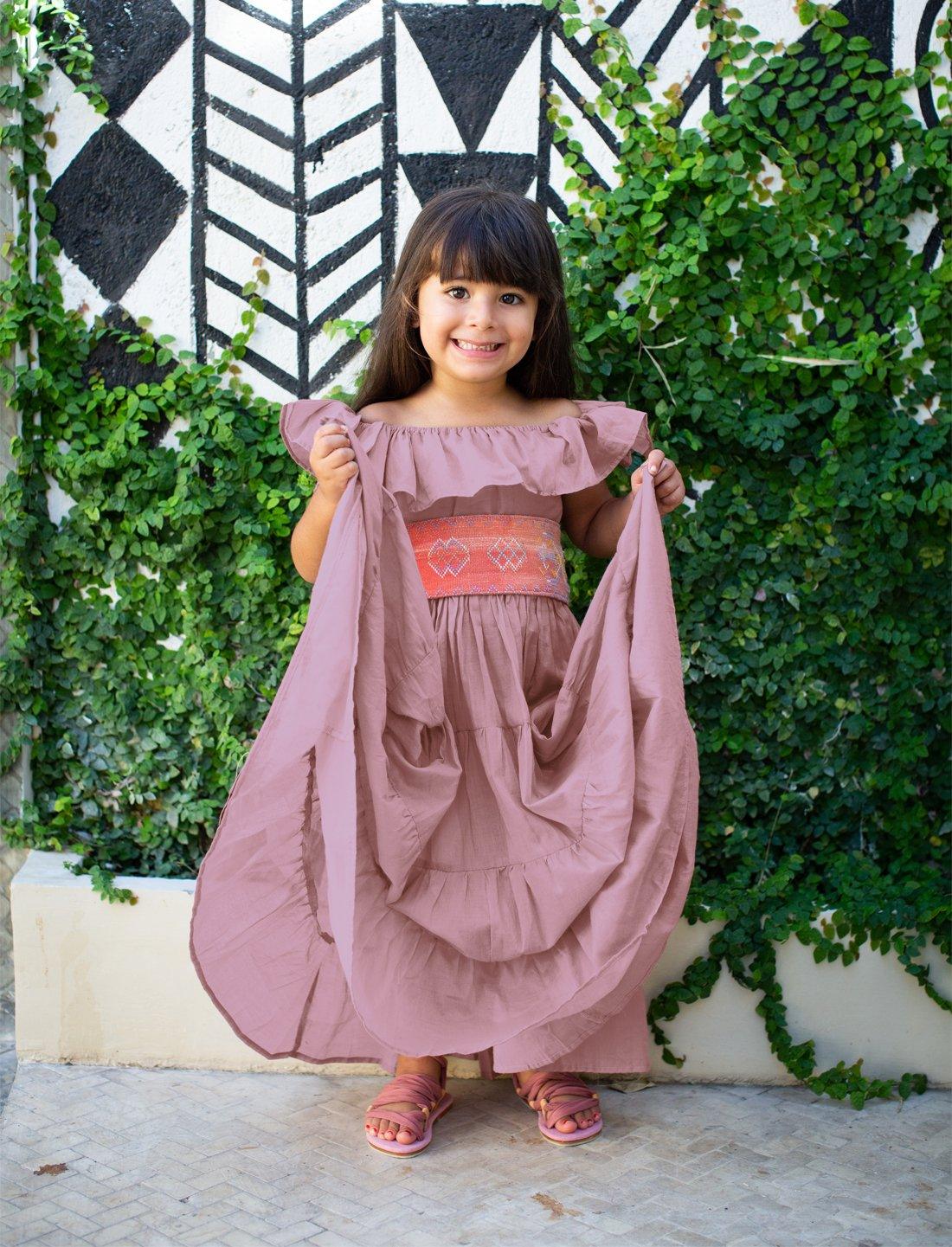 Rita Off the Shoulder Ruffled Tiered Little Girls Dress - DESERT - Erika Peña