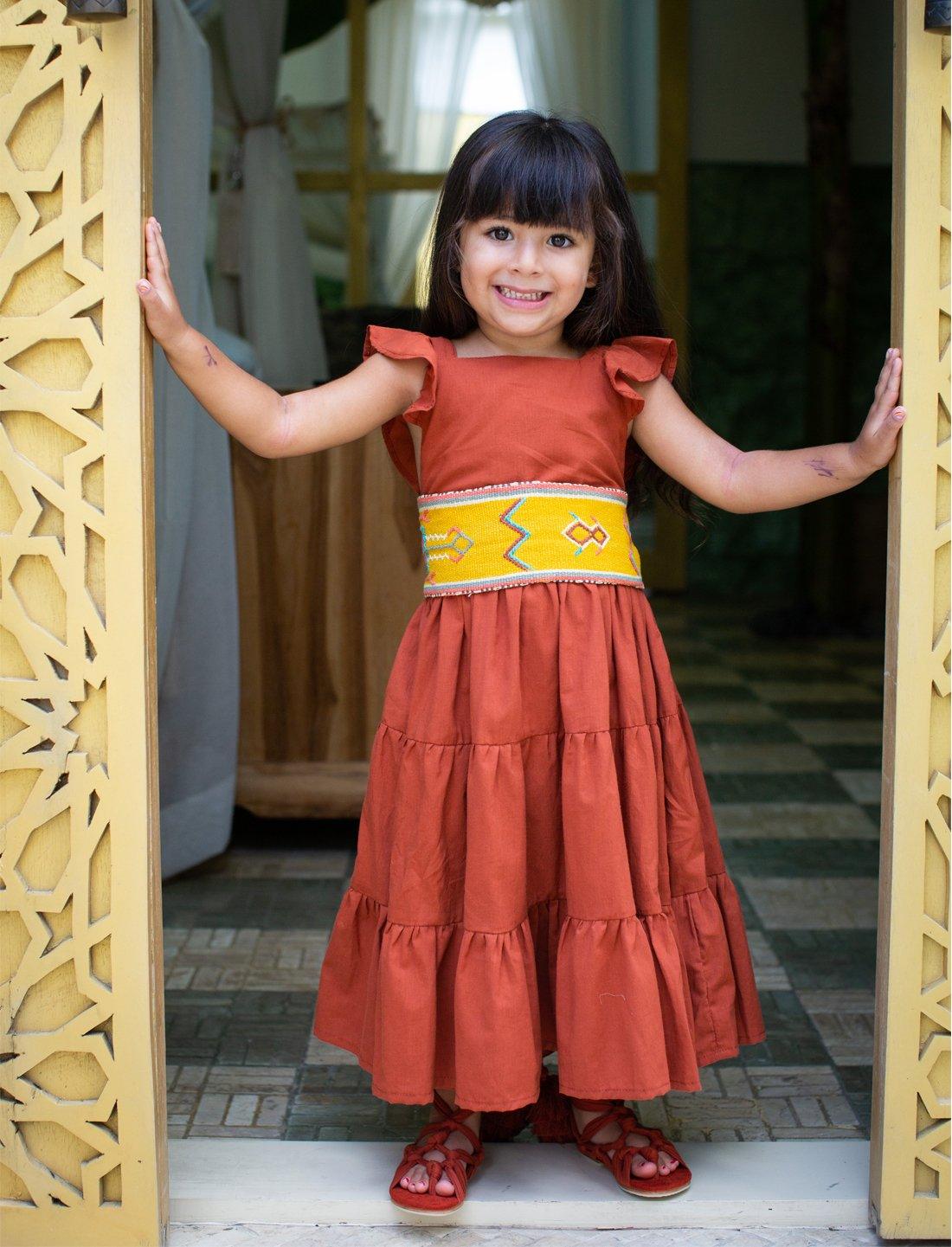 Lolita Apron Ruffled Sleeved Tiered Little Girls Dress - SIENNA - Erika Peña