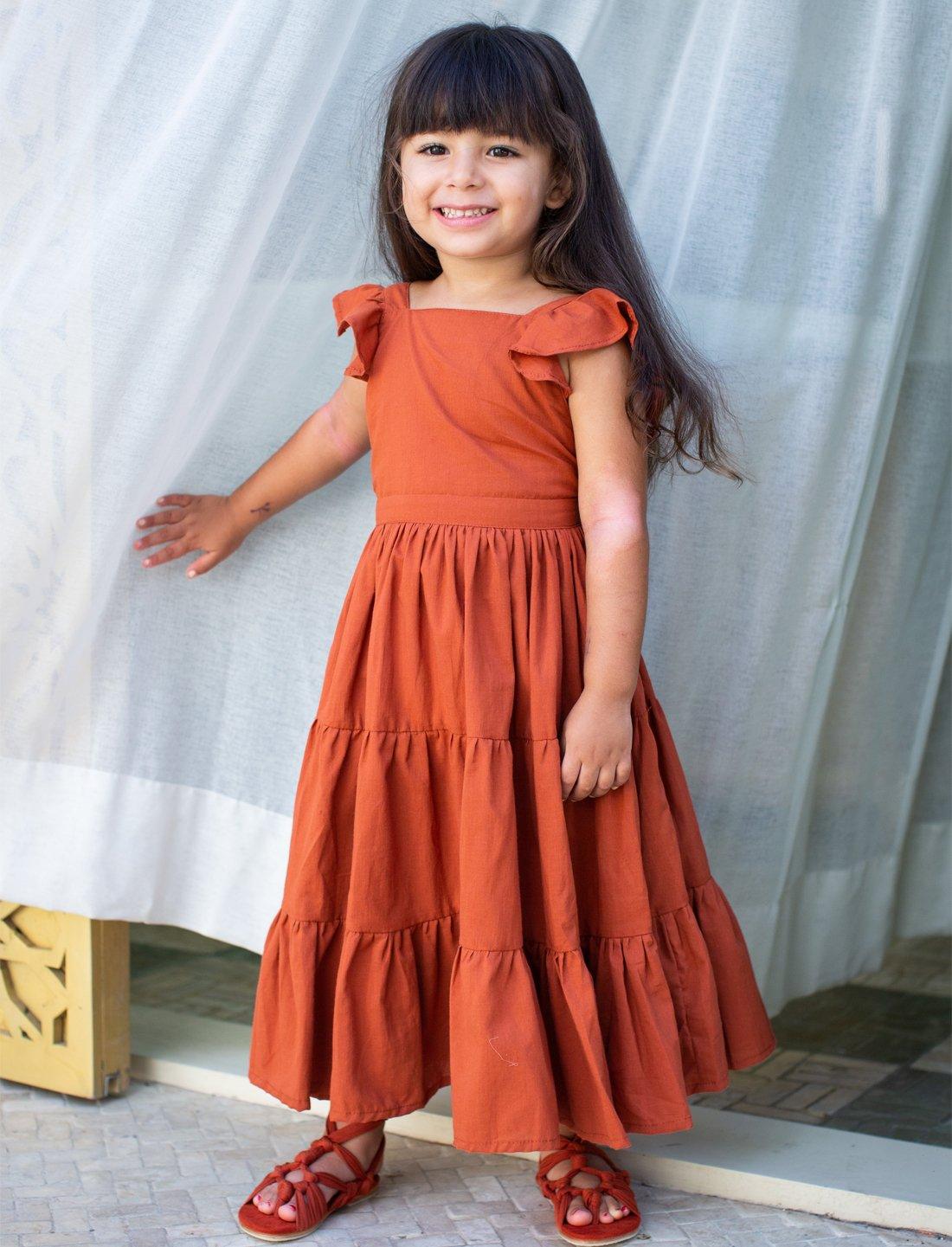 Lolita Apron Ruffled Sleeved Tiered Little Girls Dress - SIENNA - Erika Peña