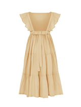 Lolita Apron Ruffled Sleeved Tiered Little Girls Dress - WARM SAND - Erika Peña