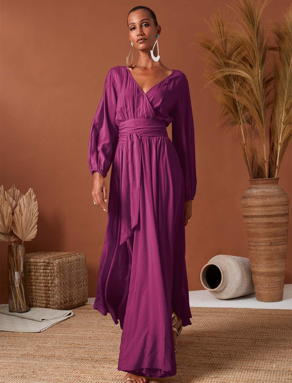 SAHARA MAXI SLEEVE WRAP DRESS - Erika Peña