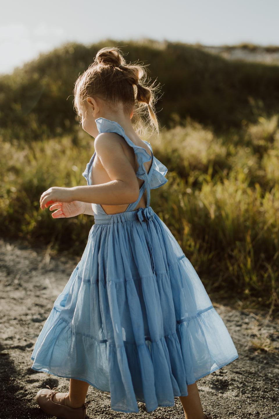 Lolita Apron Ruffled Sleeved Tiered Little Girls Dress - Erika Peña