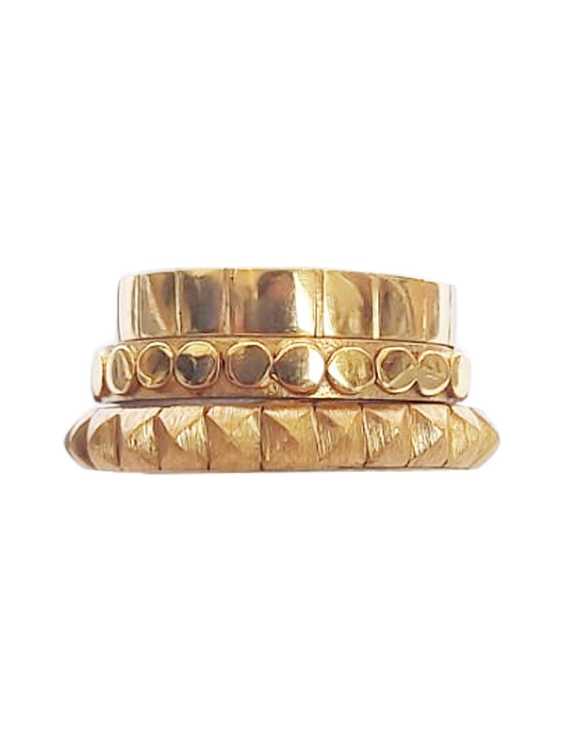 Isi Midi-Ring Embossed Lines Pyramid Set - Erika Peña