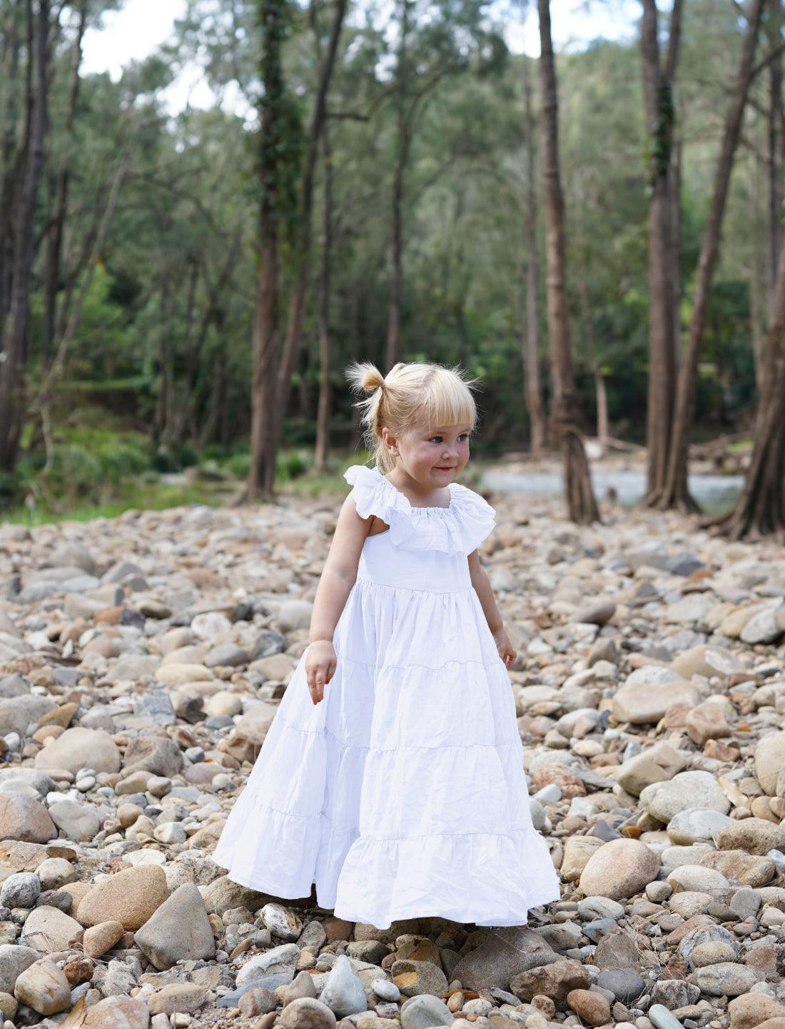 Rita Off the Shoulder Ruffled Tiered Little Girls Dress - Erika Peña
