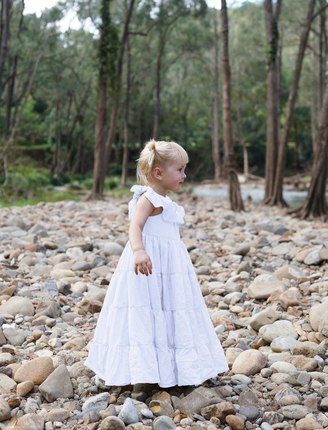 Rita Off the Shoulder Ruffled Tiered Little Girls Dress - Erika Peña
