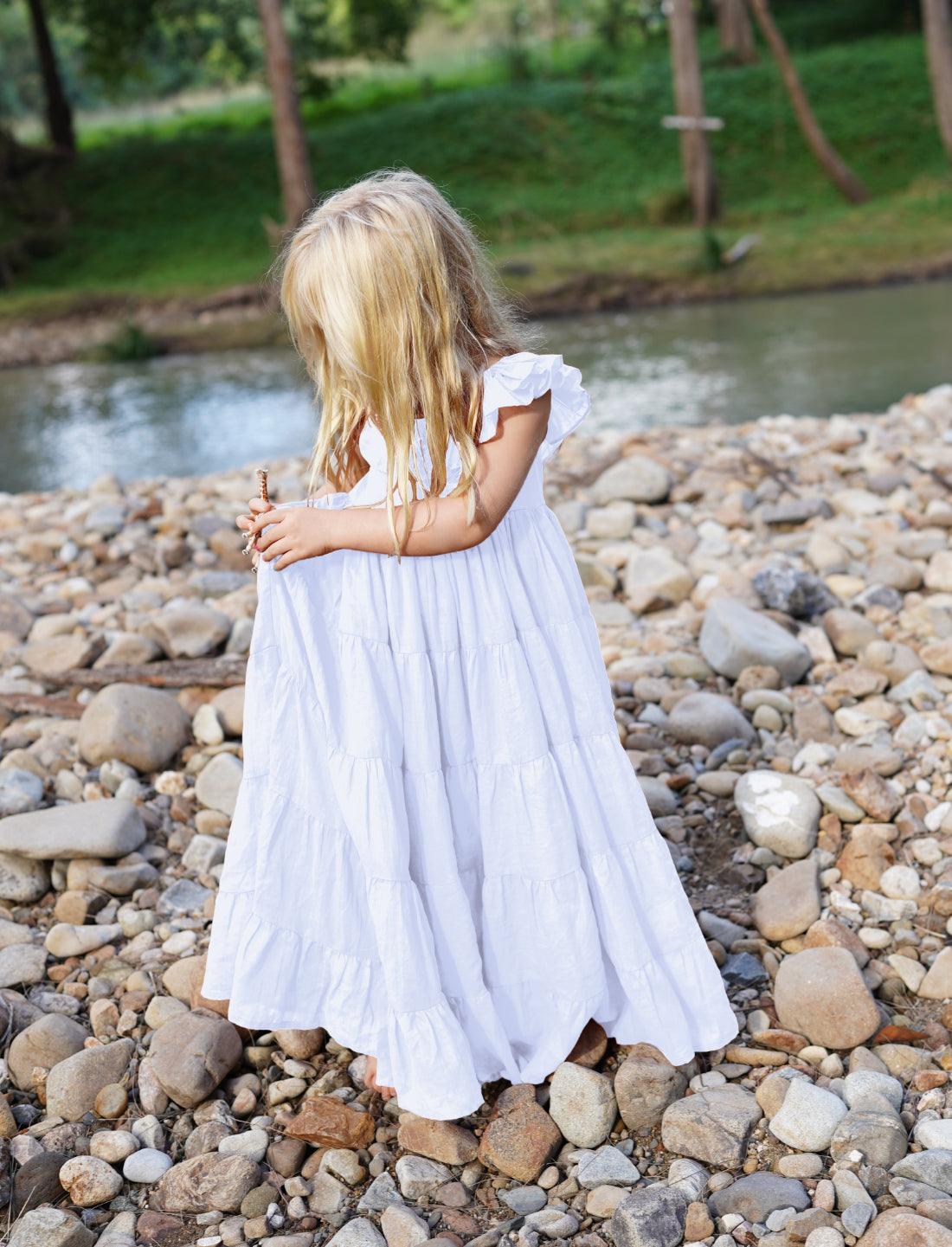 Rita Off the Shoulder Ruffled Tiered Little Girls Dress - Erika Peña