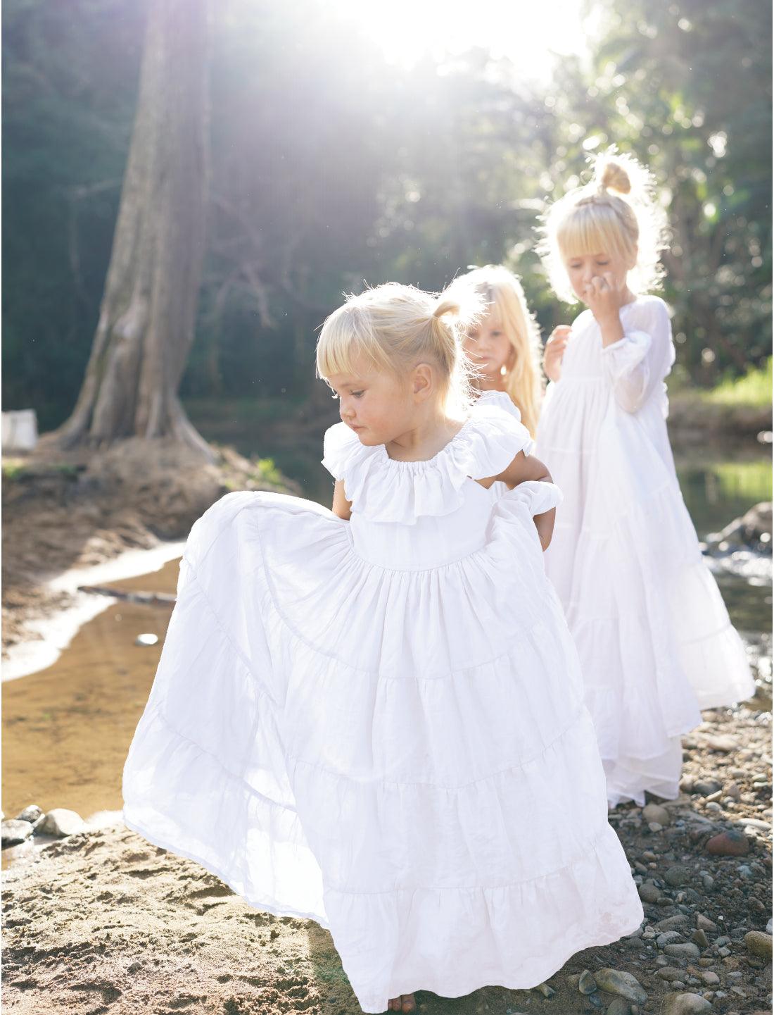 Rita Off the Shoulder Ruffled Tiered Little Girls Dress - Erika Peña