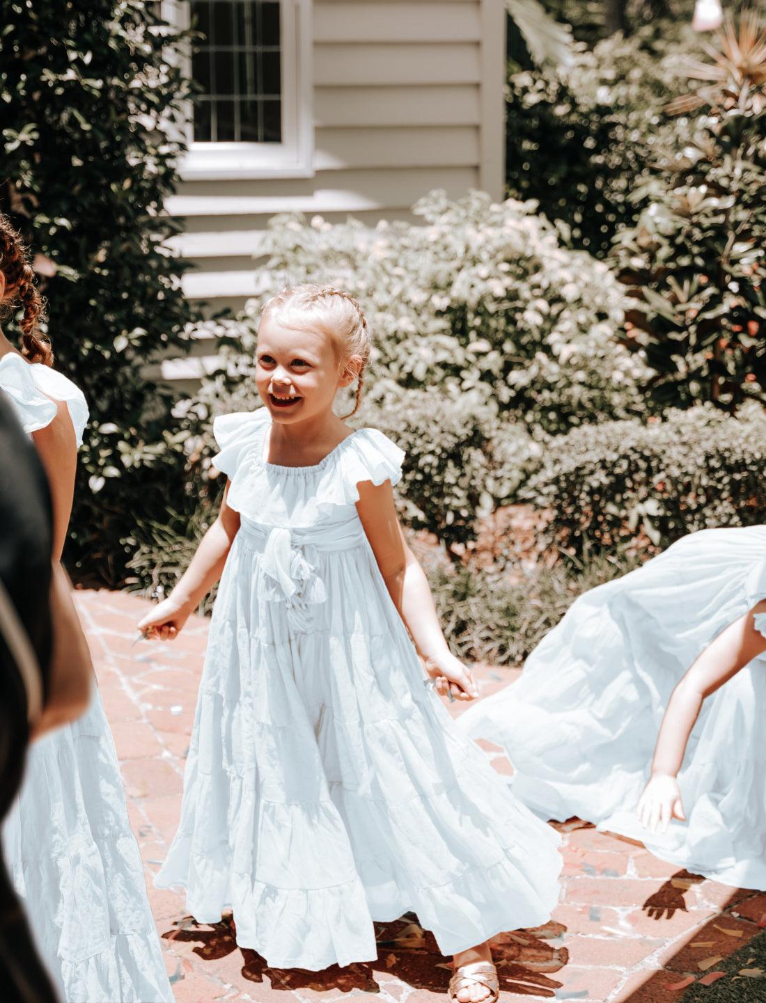 Rita Off the Shoulder Ruffled Tiered Little Girls Dress - Erika Peña