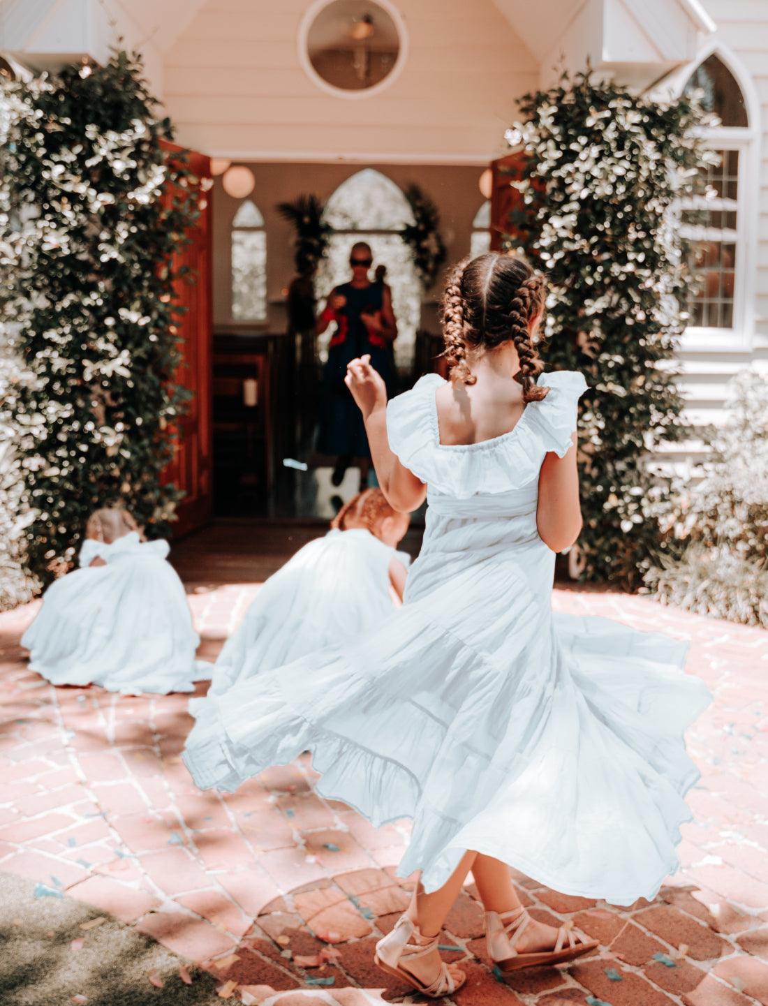 Rita Off the Shoulder Ruffled Tiered Little Girls Dress - Erika Peña