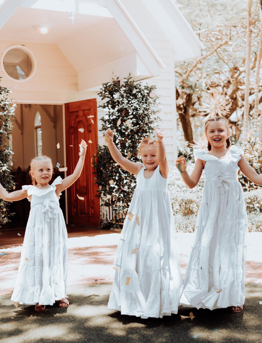 Rita Off the Shoulder Ruffled Tiered Little Girls Dress - Erika Peña