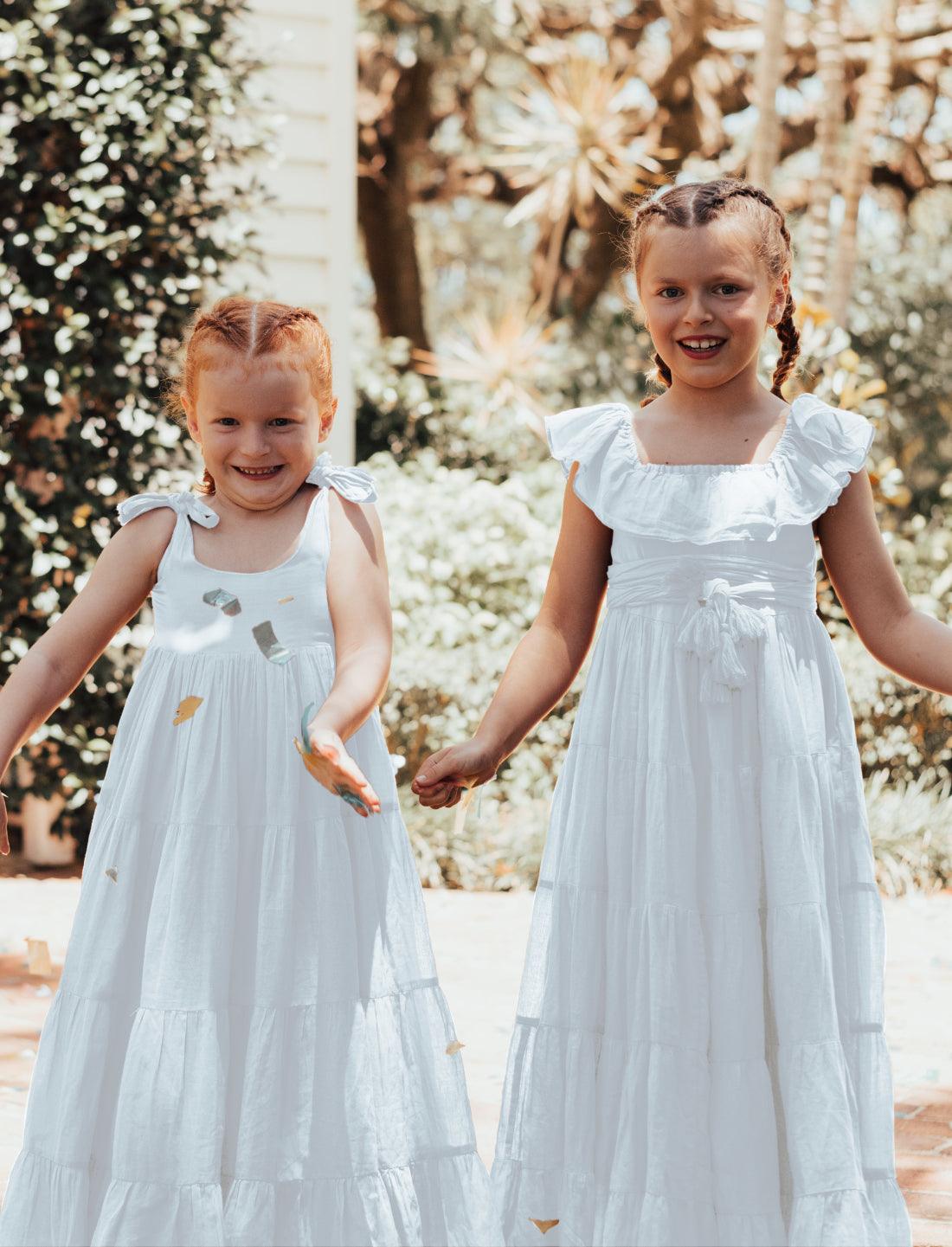 Rita Off the Shoulder Ruffled Tiered Little Girls Dress - Erika Peña
