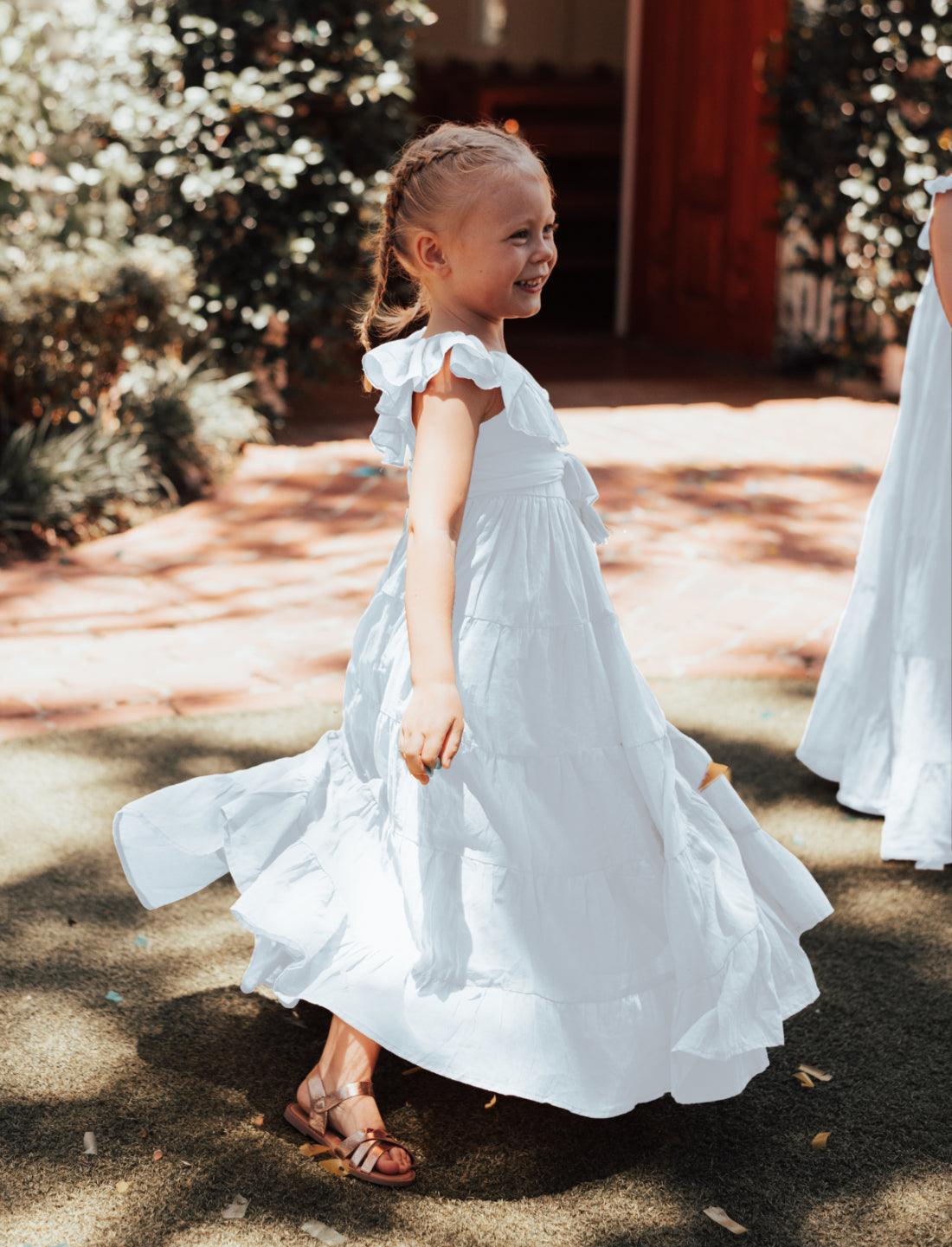 Rita Off the Shoulder Ruffled Tiered Little Girls Dress - Erika Peña