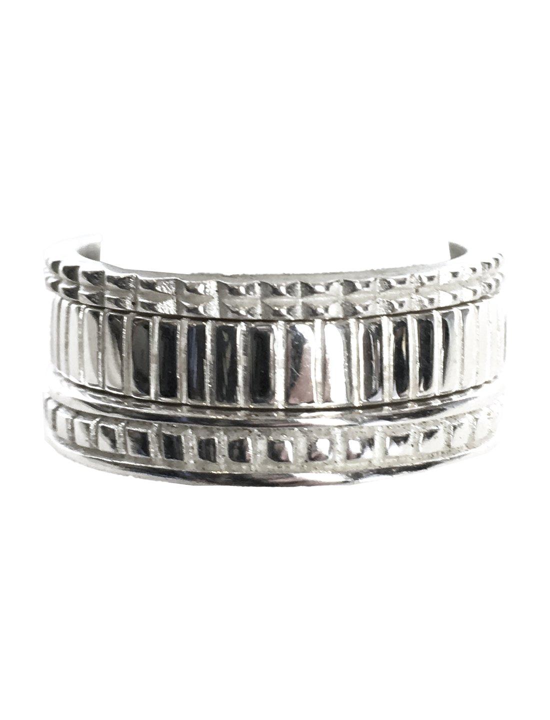 STACK RING LINES EMBOSED SILVER SET - Erika Peña