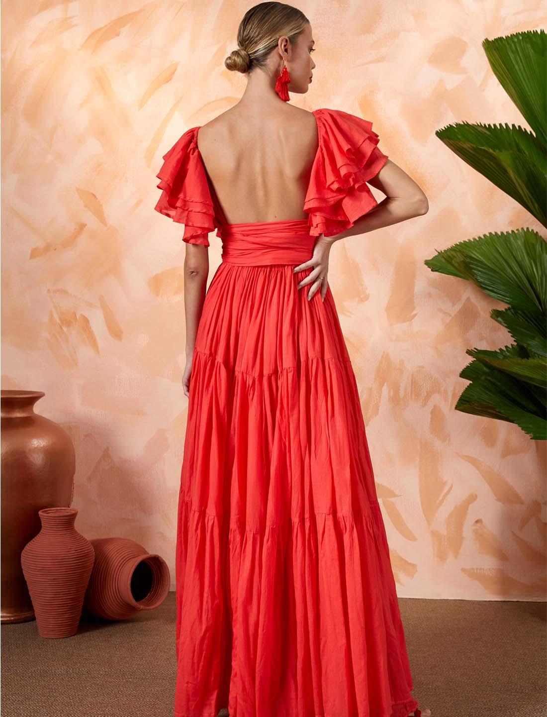 VALE MAXI DRESS WITH SLEEVES - Erika Peña